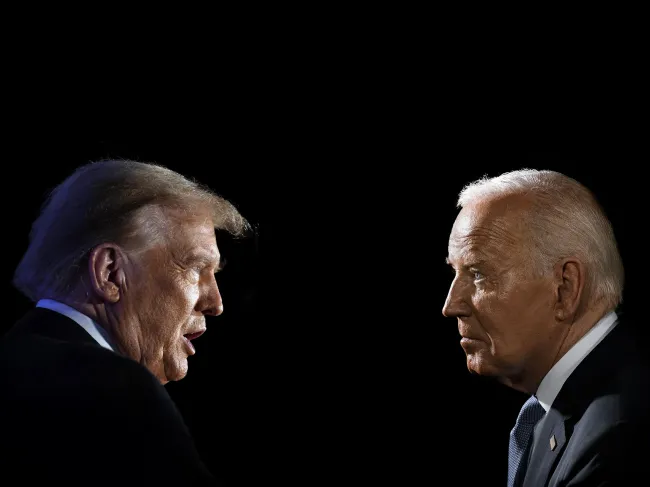 Presidents Donald Trump and Joe Biden side by side